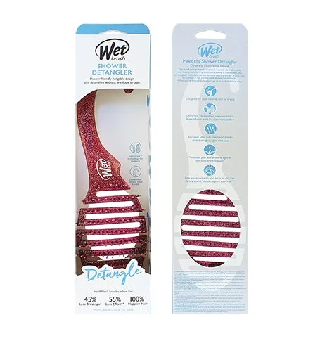 Shower Detangler cepillo para el cabello Pink Glitter