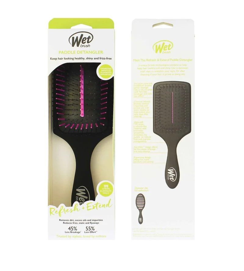 Refresh + Extend Paddle Detangler cepillo para el cabello Negro