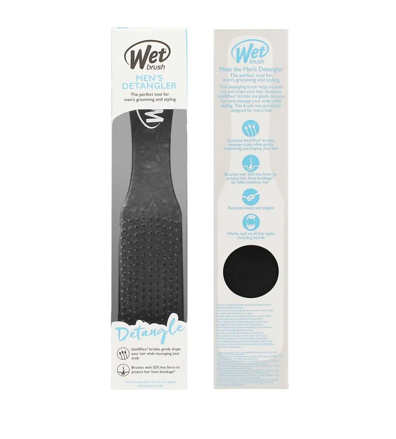 Cepillo desenredante para hombre cuero negro