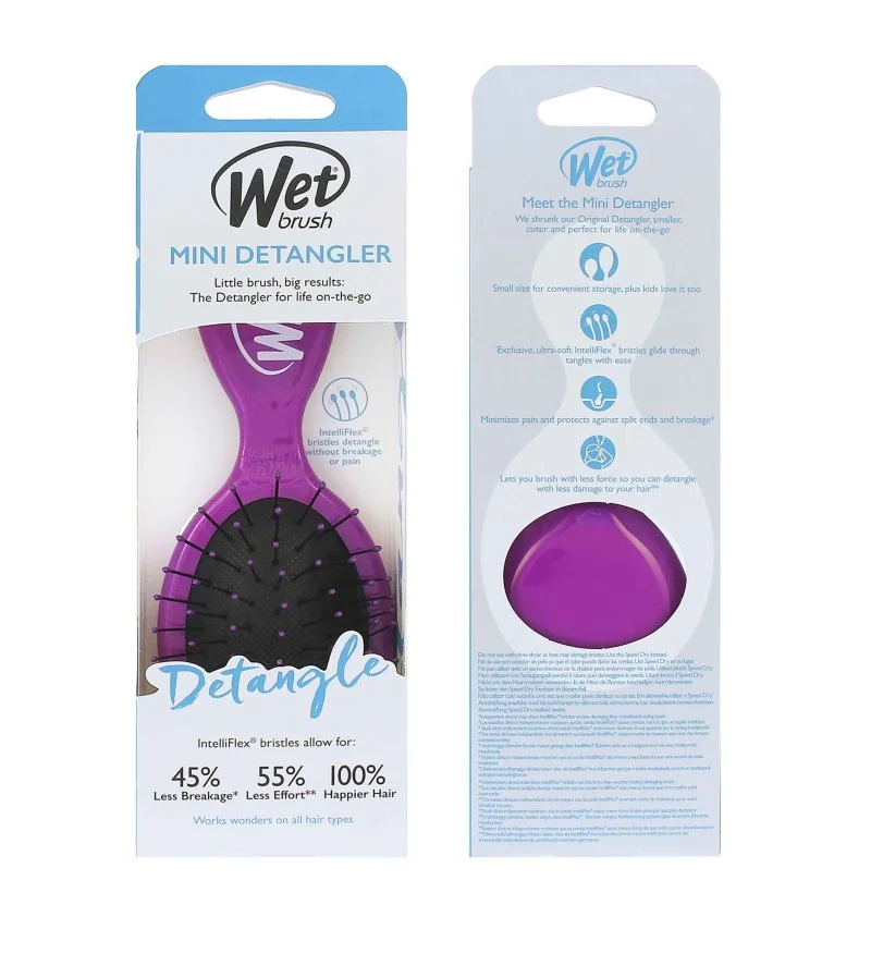 Mini Detangler cepillo para el cabello Morado