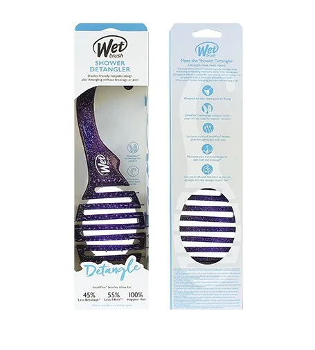 Shower Detangler cepillo para el cabello Purple Glitter