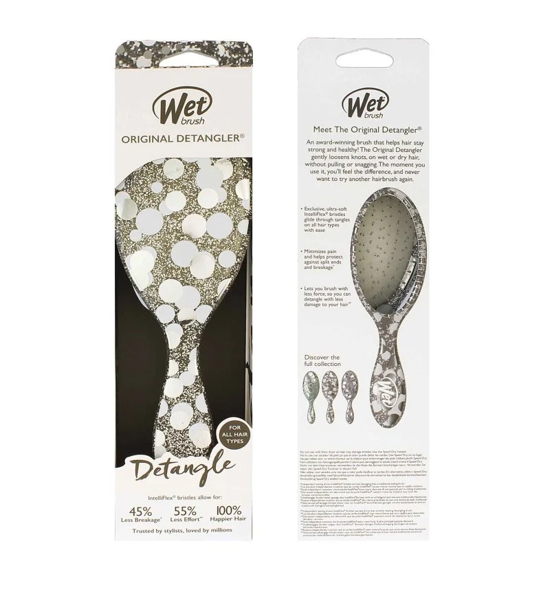Original Detangler Groovy Disco cepillo para el cabello Silver