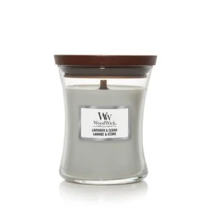 WoodWick Lavender & Cedar vela aromática con mecha de madera 275 g