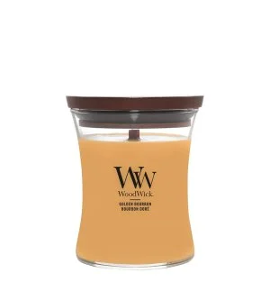 WoodWick Golden Bourbon vela perfumada con mecha de madera 275 g