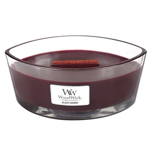 Vela aromática WoodWick Black Cherry con mecha de madera para mujeres