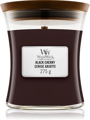 Vela aromática WoodWick Black Cherry con mecha de madera 275 g