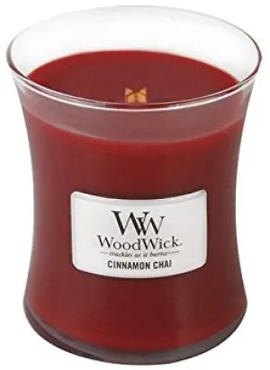 Vela aromática WoodWick Cinnamon Chai con mecha de madera para mujeres