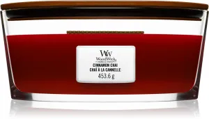 Vela aromática WoodWick Cinnamon Chai con mecha de madera 453,6 g