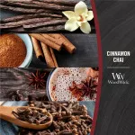 Vela aromática WoodWick Cinnamon Chai con mecha de madera 609,5 g