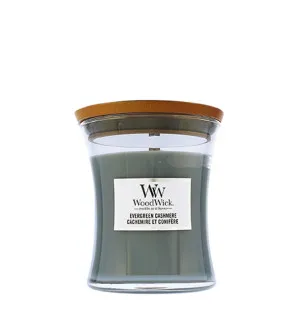 Vela aromática WoodWick Evergreen Cashmere con mecha de madera para hombres.