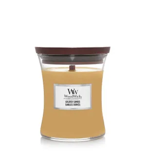 Vela aromática Woodwick Gilded Sands con mecha de madera 275 g