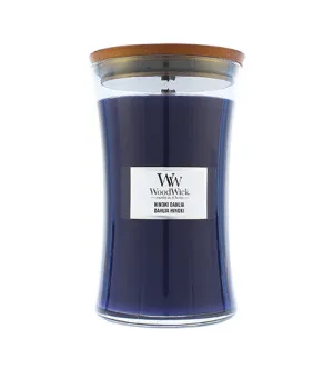 Vela aromática WoodWick Hinoki Dahlia con mecha de madera 609 g