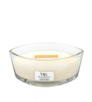 Vela aromática WoodWick Island Coconut con mecha de madera 453,6 g