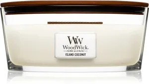 Vela aromática WoodWick Island Coconut con mecha de madera 453,6 g