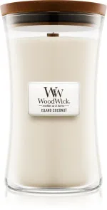 Vela aromática WoodWick Island Coconut con mecha de madera 609,5 g