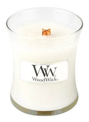 Vela perfumada WoodWick Linen con mecha de madera para mujeres