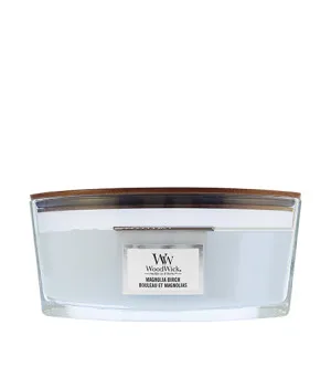 WoodWick Magnolia Birch vela perfumada con mecha de madera 453,6 g