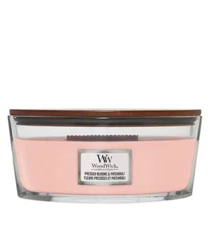 WoodWick Pressed Blooms & Patchouli vela perfumada con mecha de madera 453,6 g