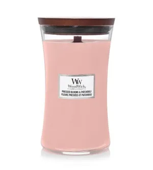 WoodWick Pressed Blooms & Patchouli vela aromática con mecha de madera para hombres