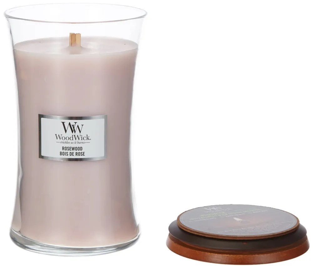 Vela perfumada WoodWick Rosewood con mecha de madera 275 g