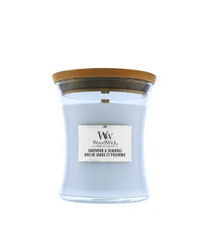 Vela aromática WoodWick Sagewood & Seagrass con mecha de madera 275 g