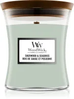 Vela aromática WoodWick Sagewood & Seagrass con mecha de madera 275 g