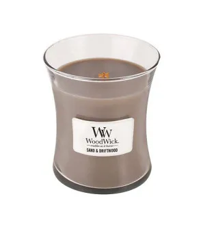 Vela aromática WoodWick Sand & Driftwood con mecha de madera 275 g