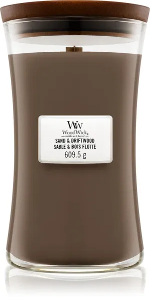 Vela aromática WoodWick Sand & Driftwood con mecha de madera 275 g