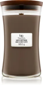 Vela aromática WoodWick Sand & Driftwood con mecha de madera 275 g