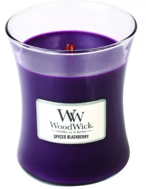 Vela aromática WoodWick Spiced Blackberry con mecha de madera para mujeres