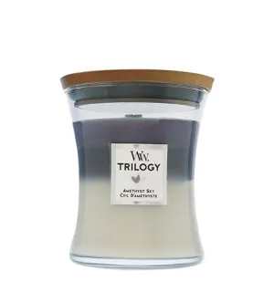 WoodWick Trilogy Amethyst Sky vela aromática con mecha de madera 275 g