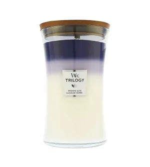 Vela aromática WoodWick Trilogy Evening Luxe con mecha de madera 609 g