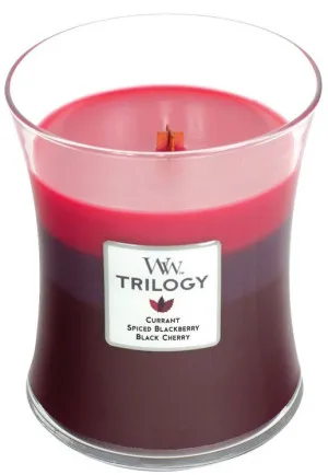 Vela aromática WoodWick Trilogy Sun Ripened Berries con mecha de madera para mujeres