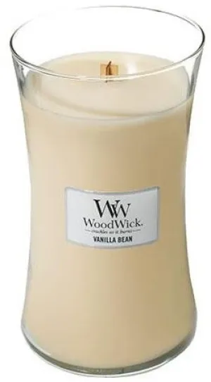 Vela aromática WoodWick Vanilla Bean con mecha de madera 609,5 g