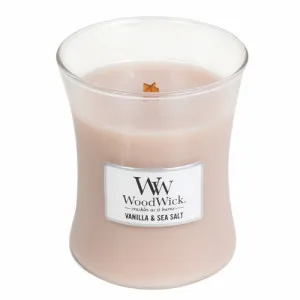 Vela aromática WoodWick Vanilla & Sea Salt con mecha de madera 275 g