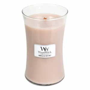 Vela aromática WoodWick Vanilla & Sea Salt con mecha de madera 609,5 g