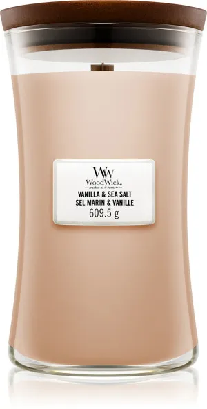 Vela aromática WoodWick Vanilla & Sea Salt con mecha de madera 609,5 g