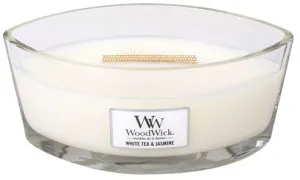 Vela aromática WoodWick White Tea & Jasmine con mecha de madera 453,6 g