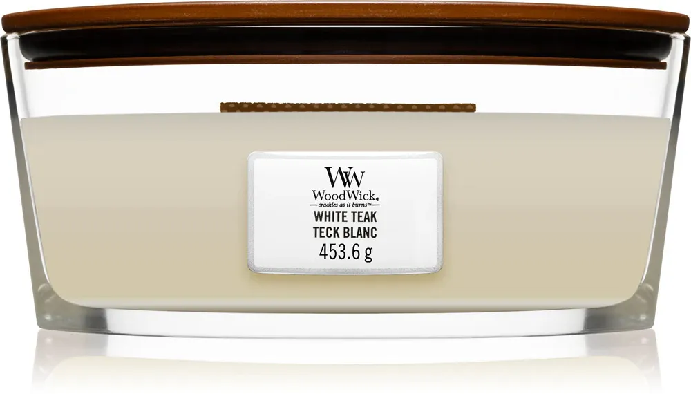 White Teak vela aromática con mecha de madera 453,6 g