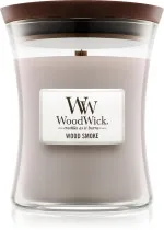 Vela aromática WoodWick Wood Smoke con mecha de madera 275 g
