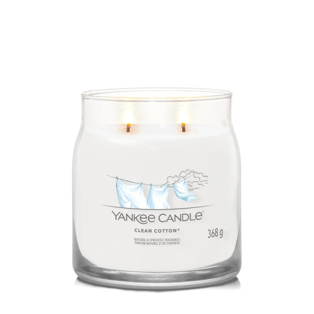 Vela Yankee Candle Clean Cotton firma signature mediana 368 g