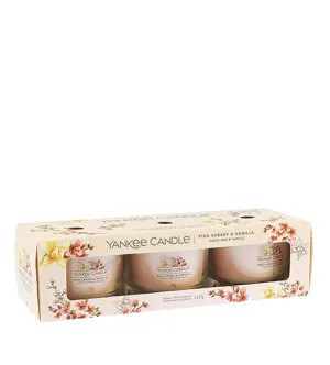 Yankee Candle Pink Cherry & Vanilla set en vidrio 3 x 37 g