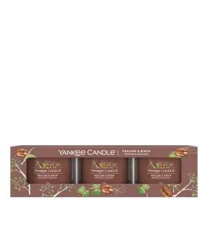 Yankee Candle Praline & Birch vela votiva en vidrio 3 x 37 g
