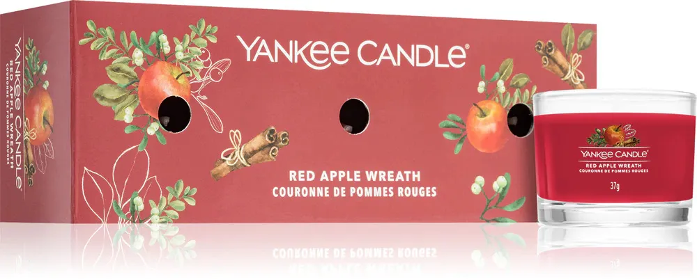 Red Apple Wreath vela votiva en vidrio 3 x 37 g 3x37 g