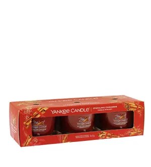 Vela votiva Yankee Candle Sparkling Cinnamon en vidrio 3 x 37 g