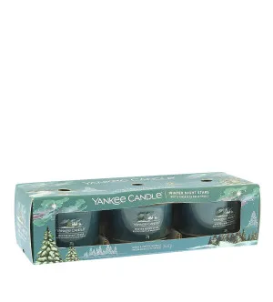 Vela votiva en vaso Yankee Candle Winter Night Stars 3 x 37 g