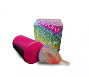 Yuuki Copa menstrual Rainbow - Grande y blanda - incluye vaso esterilizador
