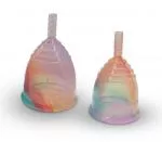 Yuuki Copa menstrual Rainbow - Grande y blanda - incluye vaso esterilizador