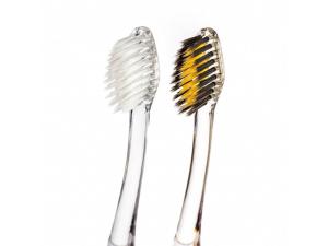 Cepillo de dientes con oro y carbón activado azul - mediano