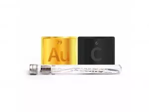 Nano-b Cepillo de dientes con oro y carbón activado translúcido - mediano